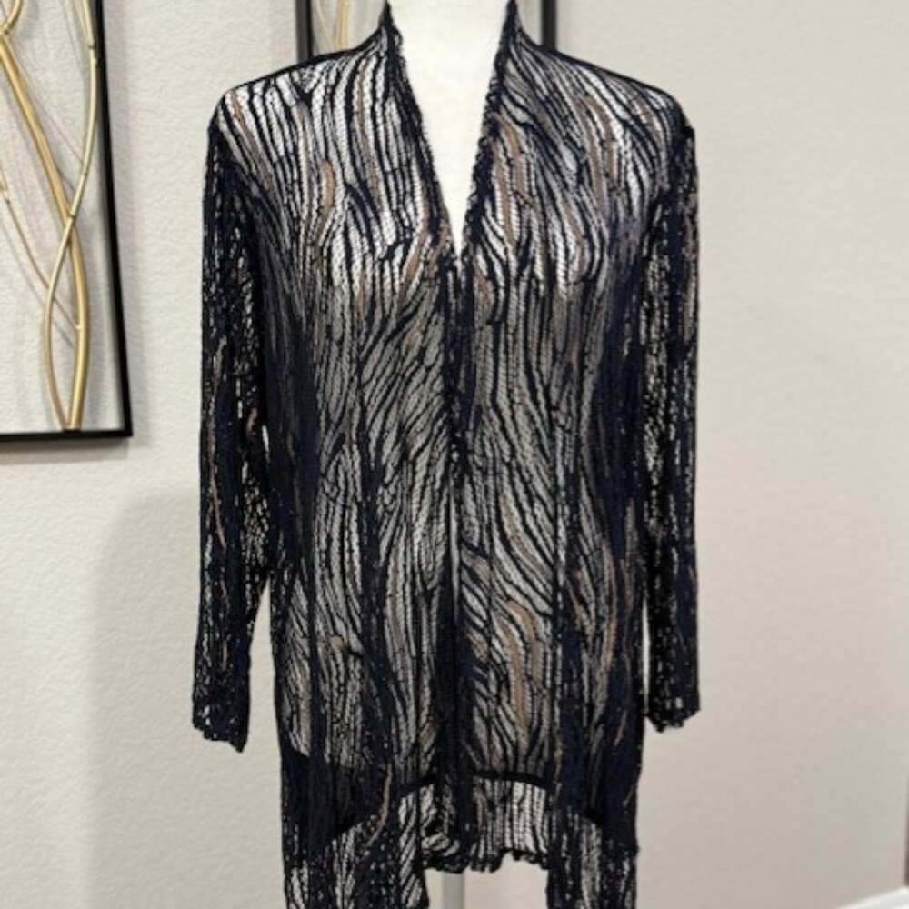 CHICO'S Travelers Collection Open Front Sheer Cardigan